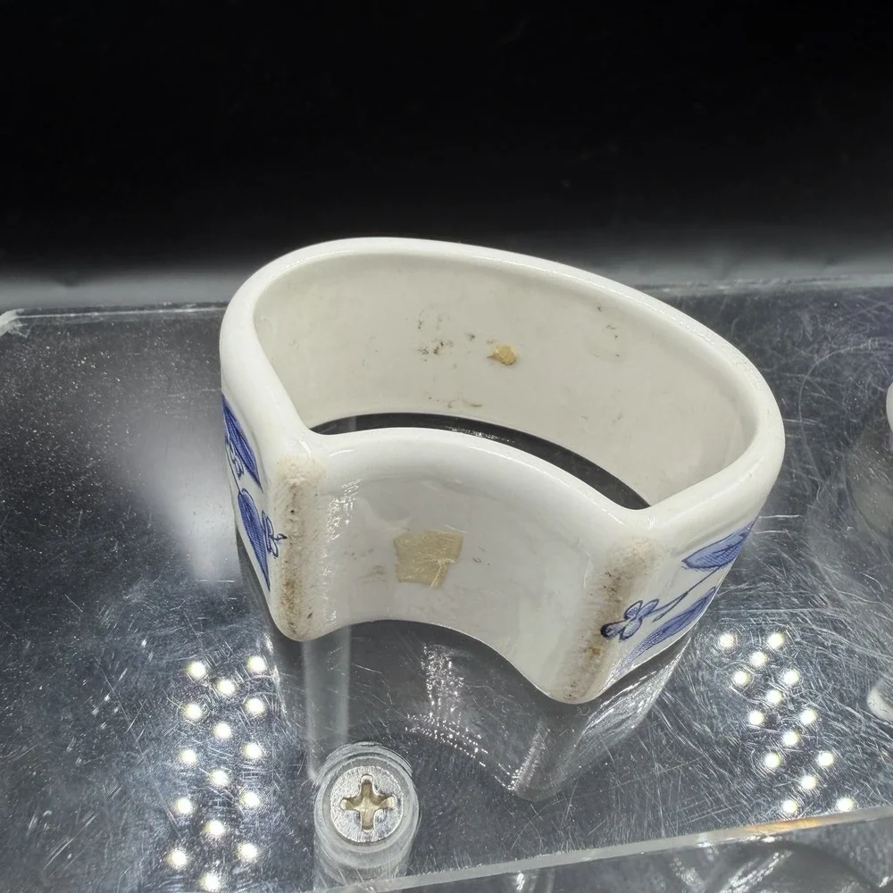 Floral Blue And White‎ Design Footed Napkin Holder Porcelain/ceramic Set Of 4